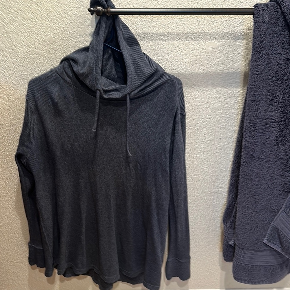 Patagonia waffled tunic hooded shirt xl lighter navy